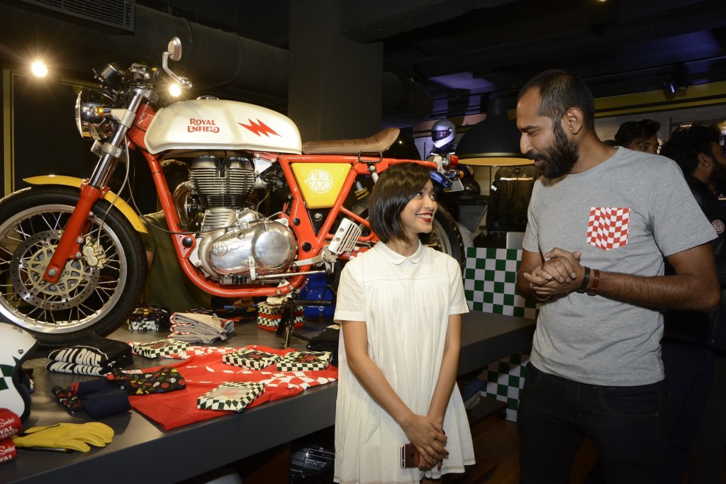 samrat-som-head-apparel-accessories-business-at-royal-enfield-and-sayani-gupta-at-royal-enfield-brand-store-in-bandra