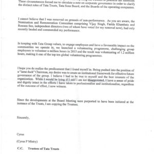 Cyrus Mistrys explosive letter to the directors of Tata Sons