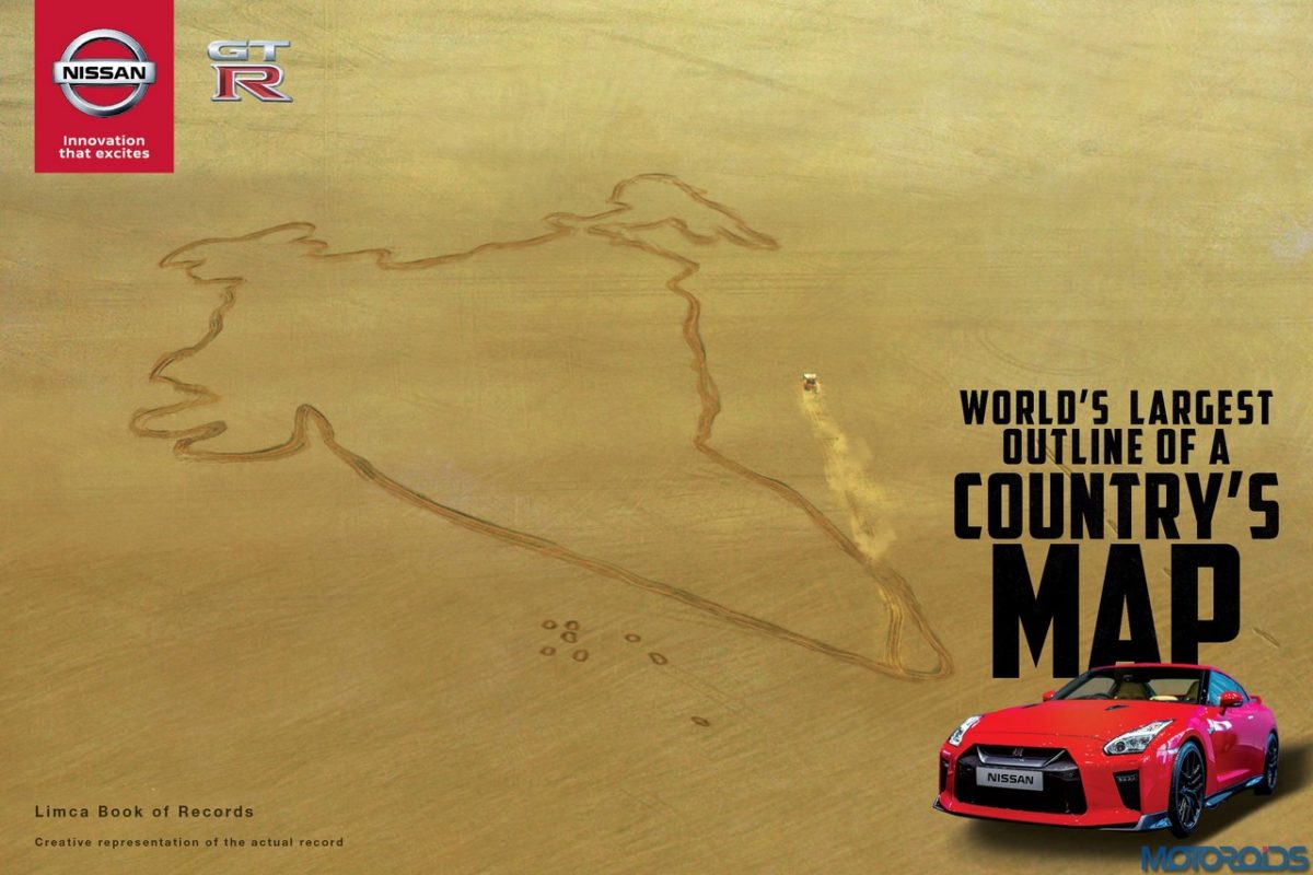 Nissan Salutes India Creates Worlds Largest Ever Country Map With GT R In Rajasthan