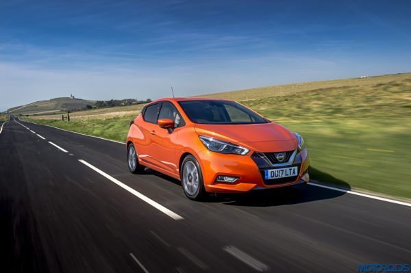 The New Nissan Micra Fron Side View on road