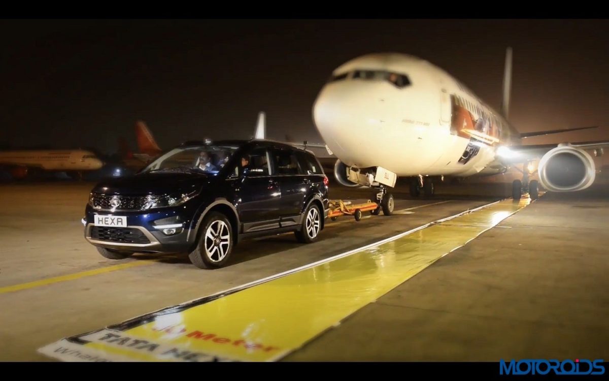 Tata Hexa tows a Boeing