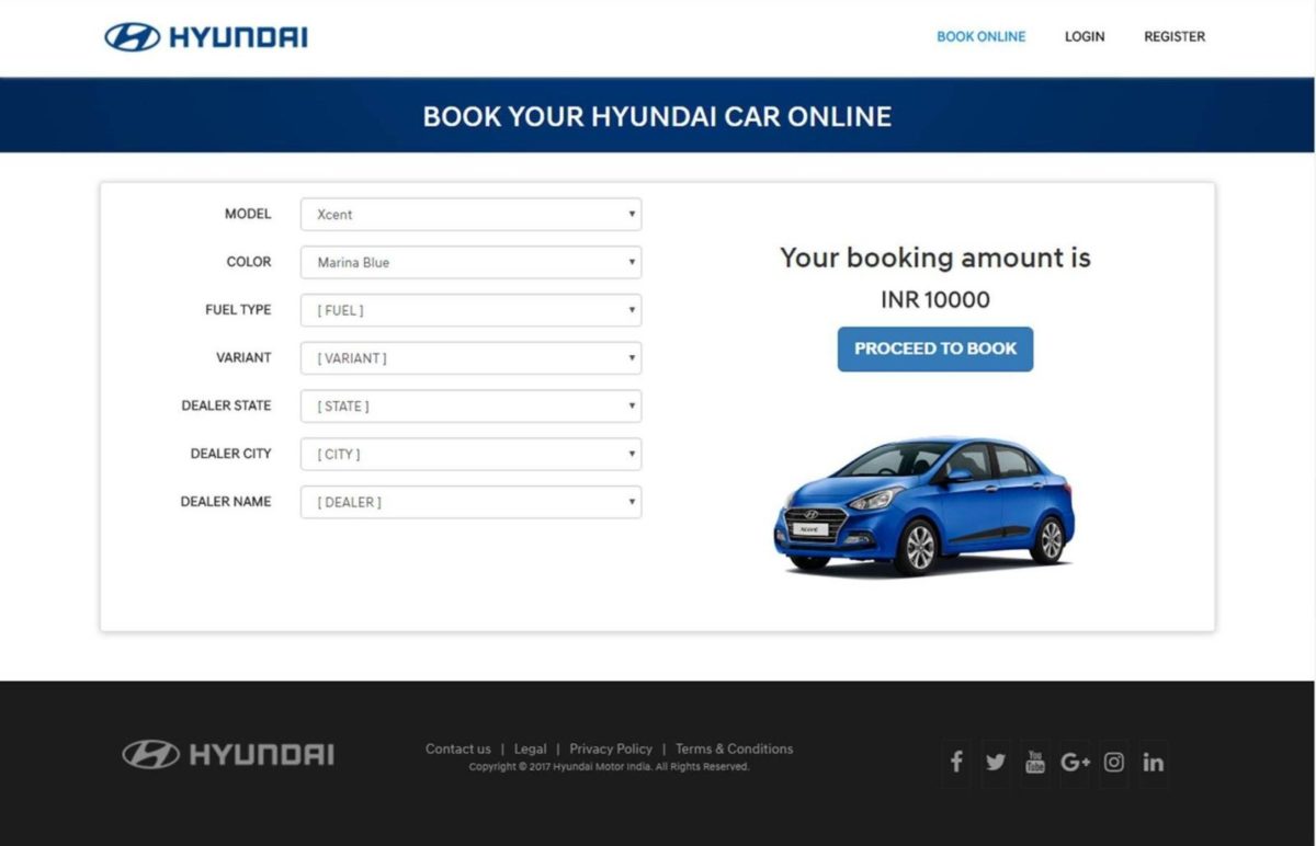 Hyundai Online Car Booking