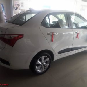 Hyundai Xcent facelift rear three fourth