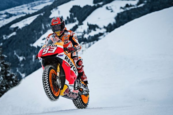 Marc Márquez Takes  HP Repsol Honda RCV To Snow Clad Mountains