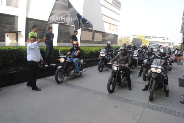 Triumph celebrates sale of 750 Tiger Motorcycles flag off