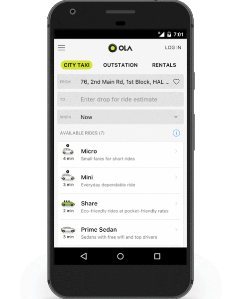 book an Ola on new website