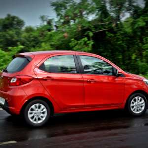 Tata Tiago AMT action shot rer three quarter