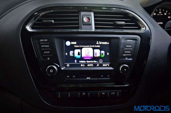 Tata Tigor infotainment system voice command menu