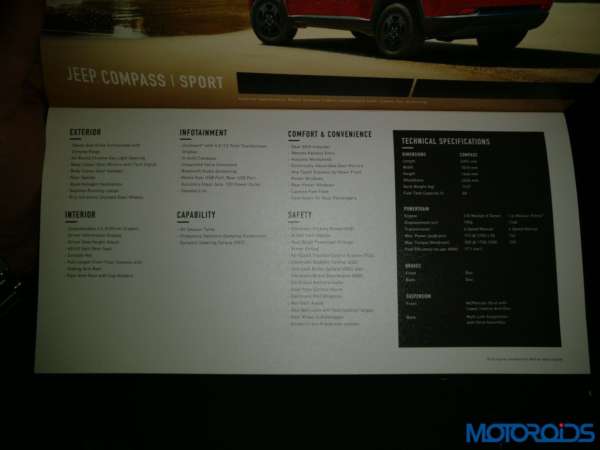 Jeep Compass India launch specifications