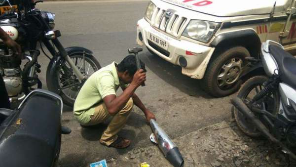 Kerela Cops Crack Down And Destroy Illegal Exhausts On Via FBMotorcycles