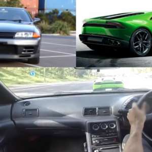 Nissan Skyline R GTR Goes Lamborghini Hunting Feature Image