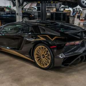 Black and Gold Lamborghini Aventador SV Coupe