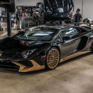 Black and Gold Lamborghini Aventador SV Coupe