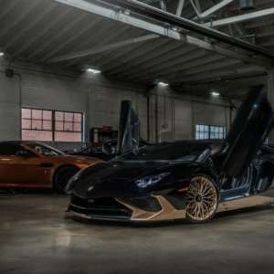 Black and Gold Lamborghini Aventador SV Coupe