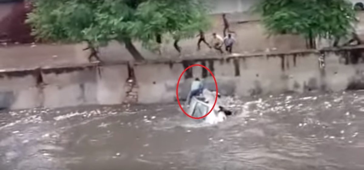 Car being washed away