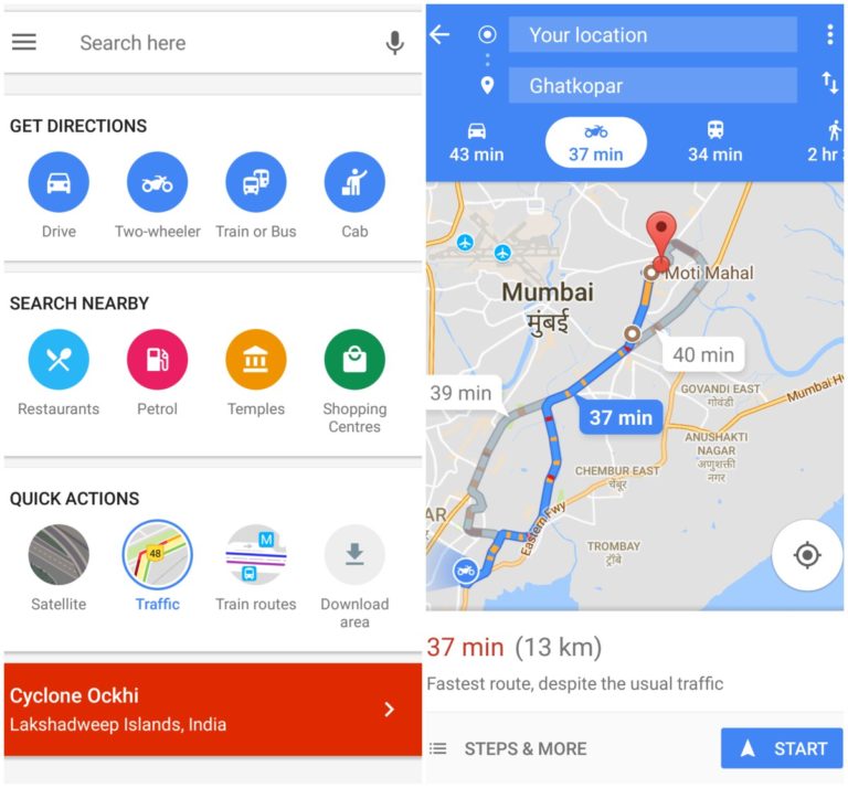 Google Maps Now Feature A Two-Wheeler Mode | Motoroids