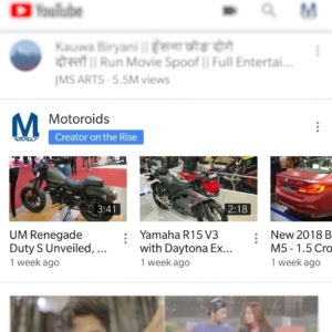 Motoroids on Youtube India Trending Page