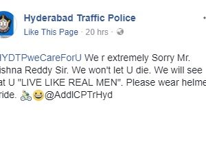 Hyderabad Traffic Police Troll Man Without Helmet