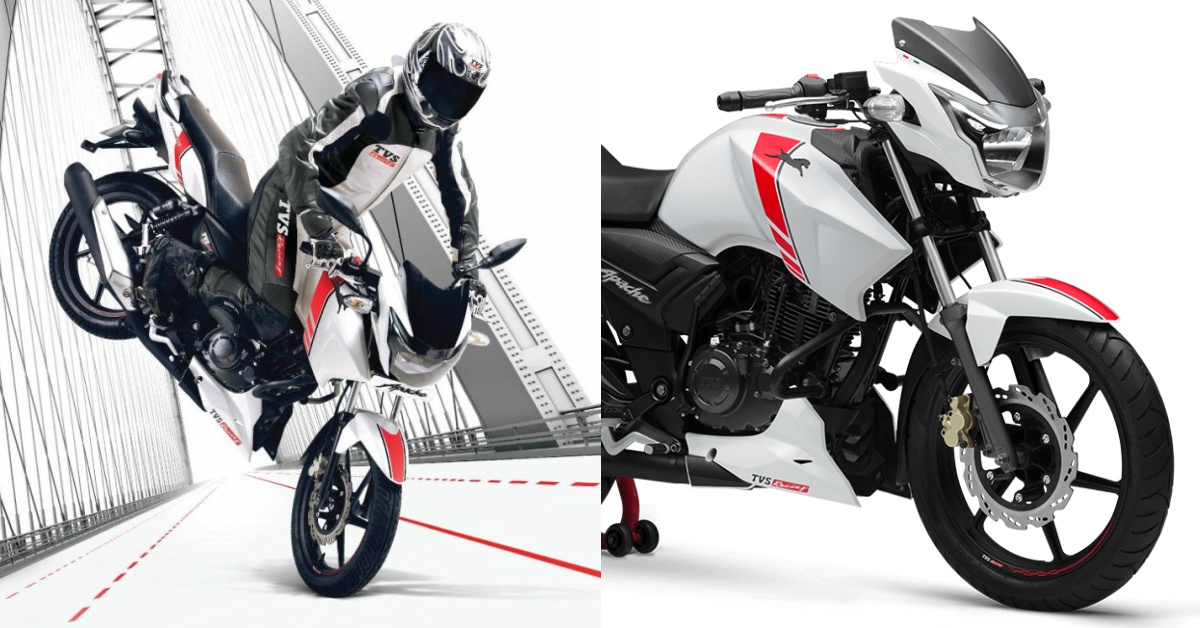 Tvs Apache Rtr 160 White Race Edition Launched In India Motoroids