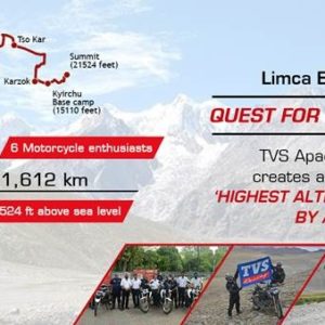 TVS Apache RTR  V Enters Limca Book Of Records