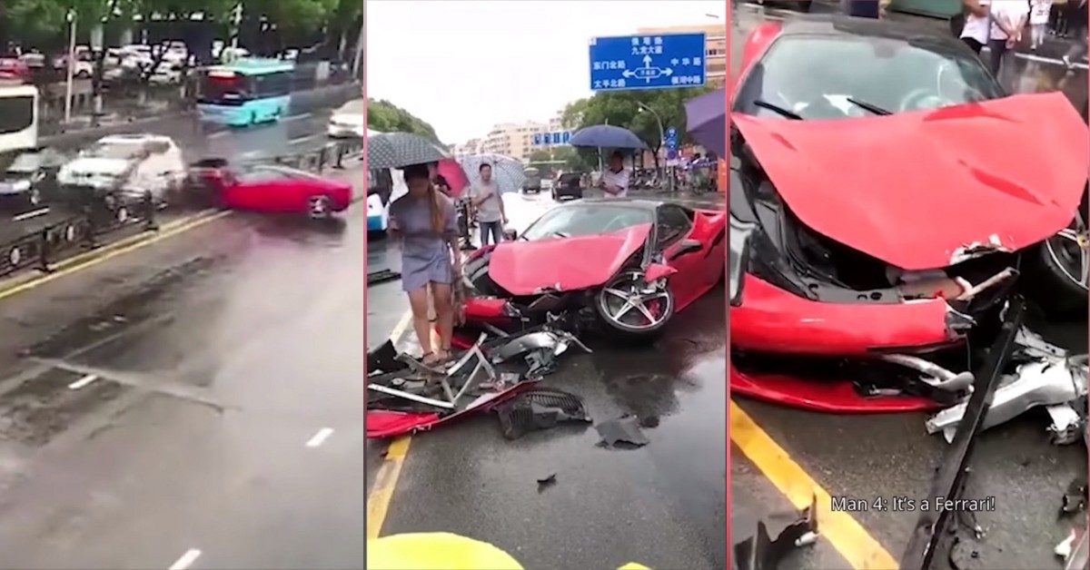 Crash  Woman Wrecks A New Ferrari  Minutes After Taking It Out Of Dealership Feature