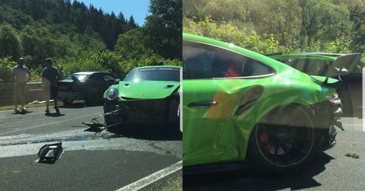 Brand New Porsche  GT RS Suffers Massive Damages In Nurburgring Crash Feature Image