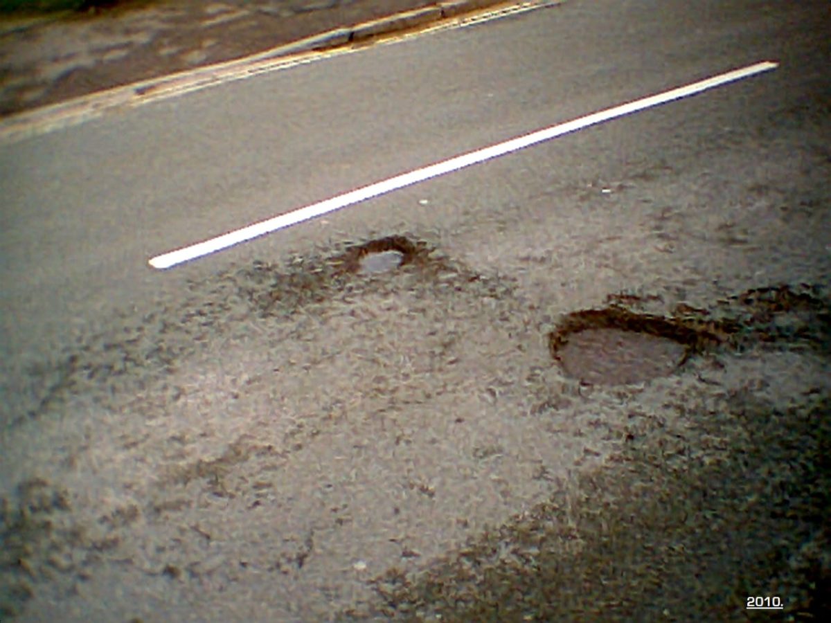 potholes wide shot