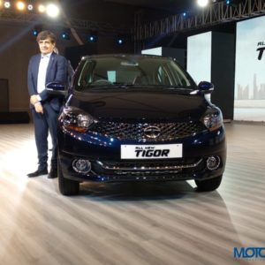 Tata Tigor Facelift launch front with CEO