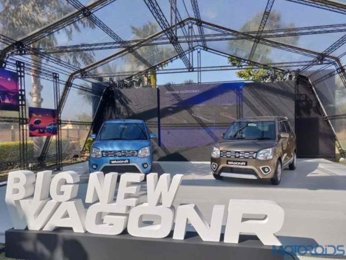 Accessories of new WagonR displayed cars front