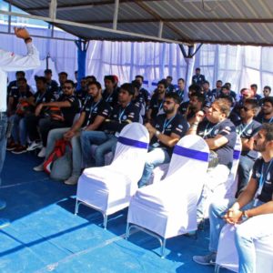 Driver coach Rayomand Banajee takes the Ameo Cup  Drivers Selection participants through theory lessons