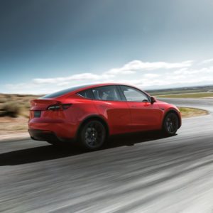 Tesla Model Y rear quarter red