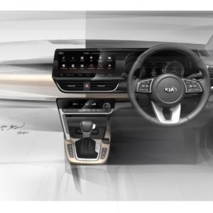 Kia mid SUV interior head on