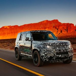 Land Rover Defender test mule front quarter rolling