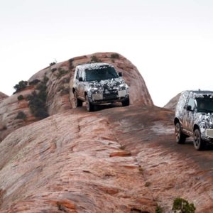 Land Rover Defender test mules rock crawling