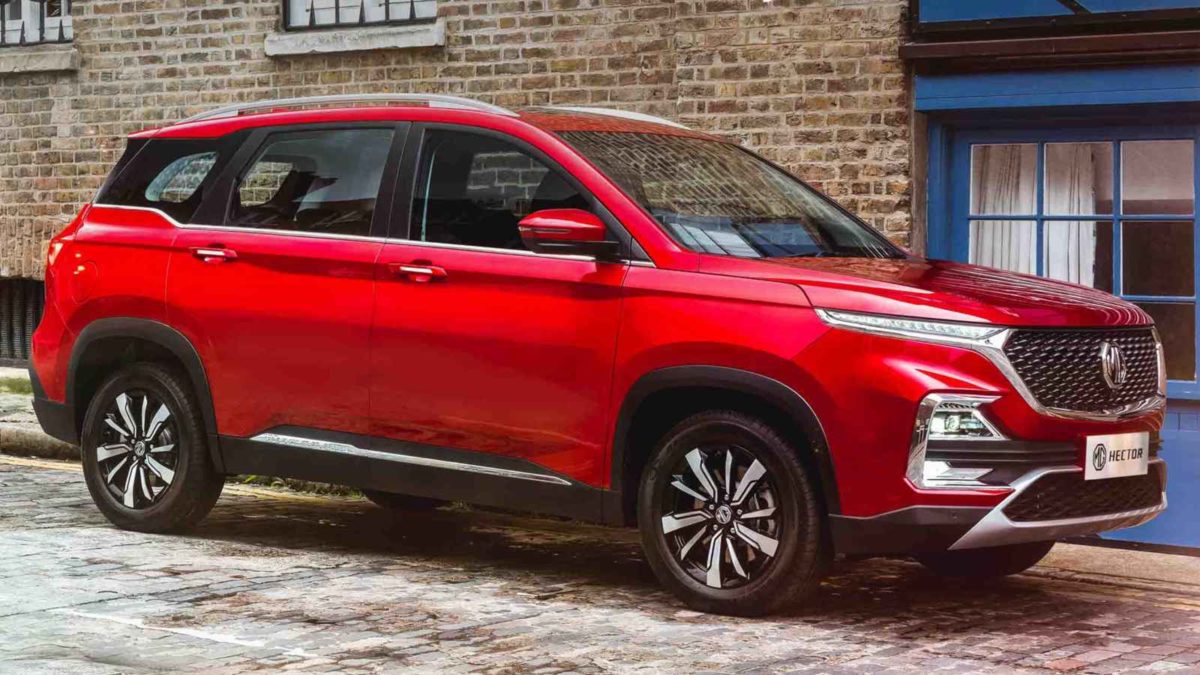 MG Hector bookings open side quarter red