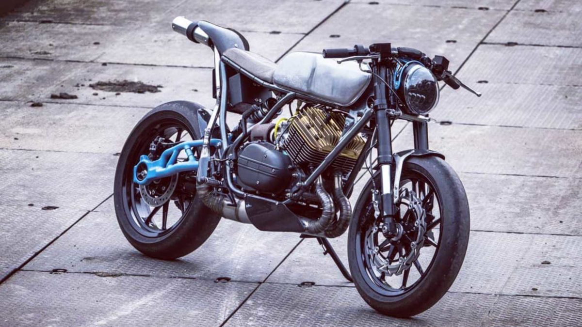 Modified Yamaha RD  front quarter