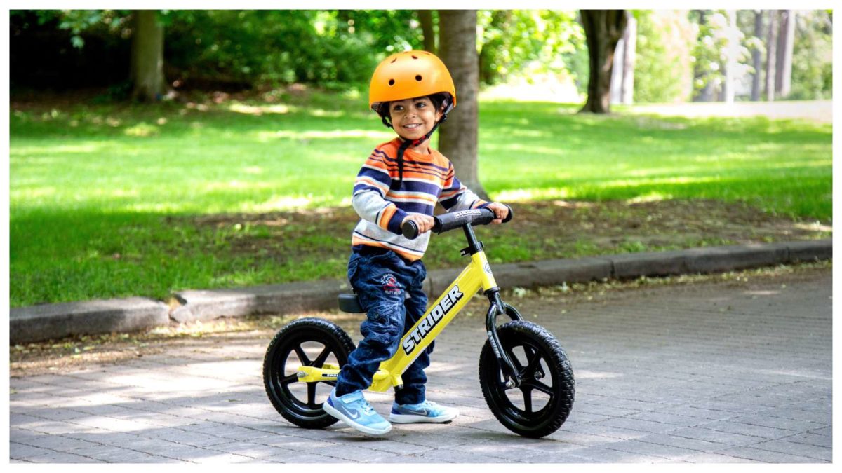 yellow strider bike