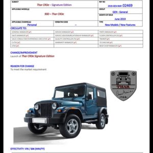 Mahindra Thar Signature Edition Leaked Document page