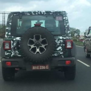 Jeep Wrangler Next gen spied rear green three door