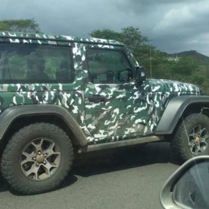 Jeep Wrangler Next gen spied side green three door