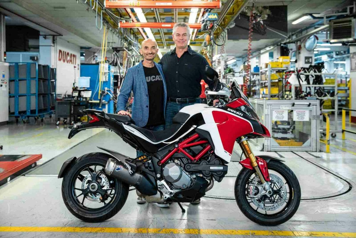 Claudio Domenicali CEO Ducati handing over the th Multistrada to Dave Hayward