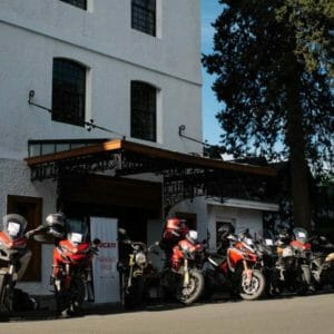 Ducati DRE Dream tour to Spiti bikes parked