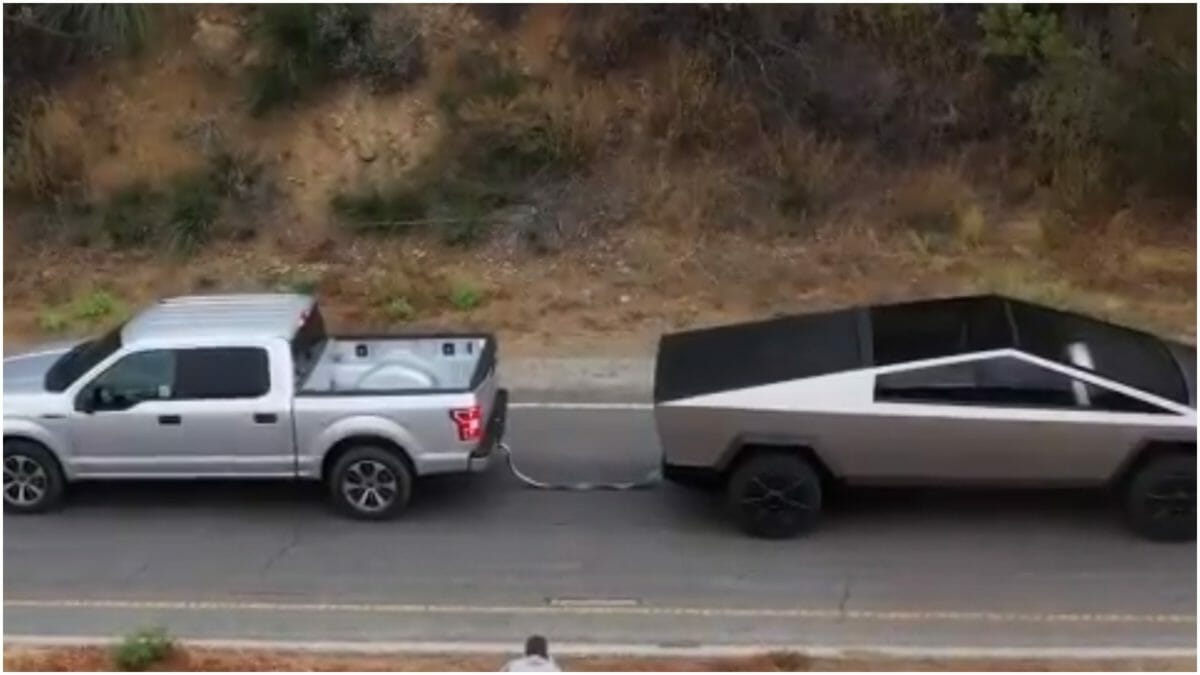 tesla cybertruck vs ford f  tug of war