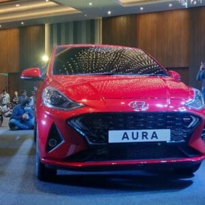 Hyundai Aura sedan red