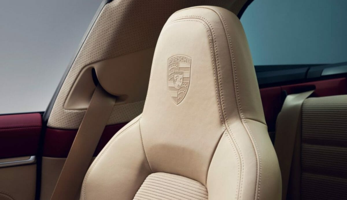 Porsche Crest on seat headrest