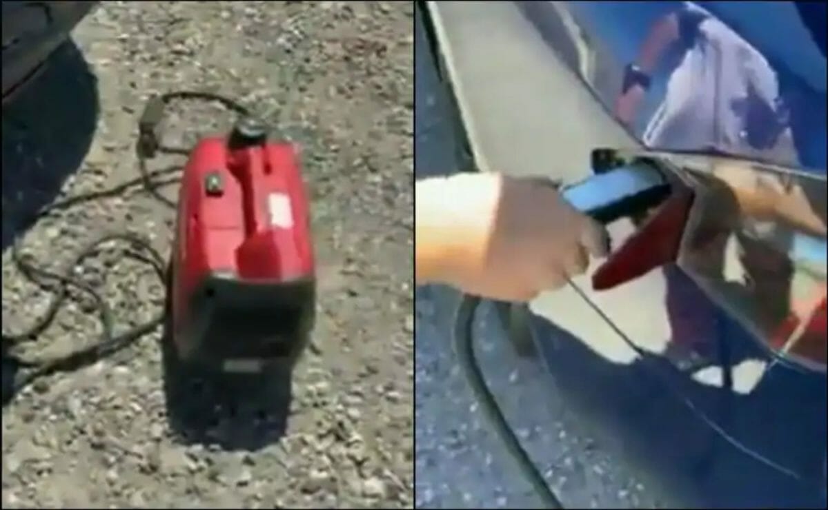 Tesla charged by honda gasoline generator