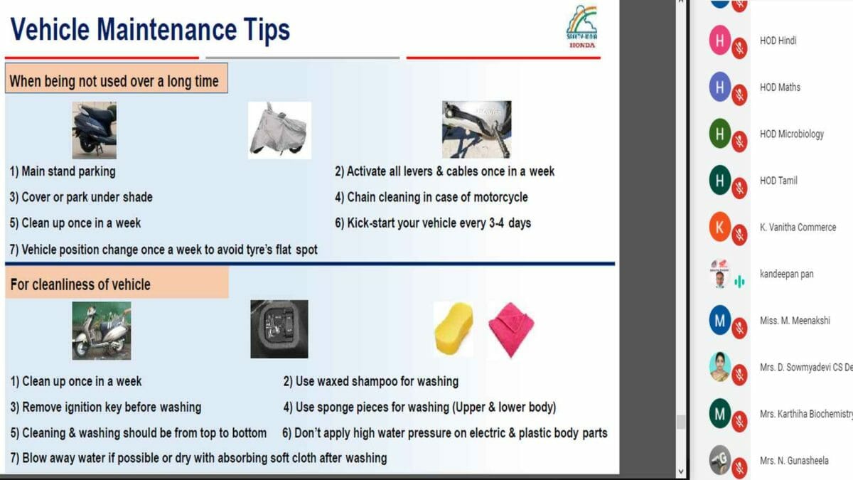 Teachers attending Honda’s Road Safety Awareness webinar on the ocassion of Teacher’s Day