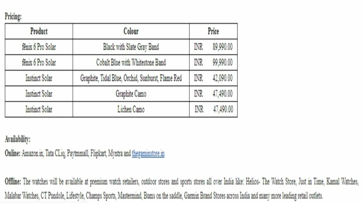 garmin prices