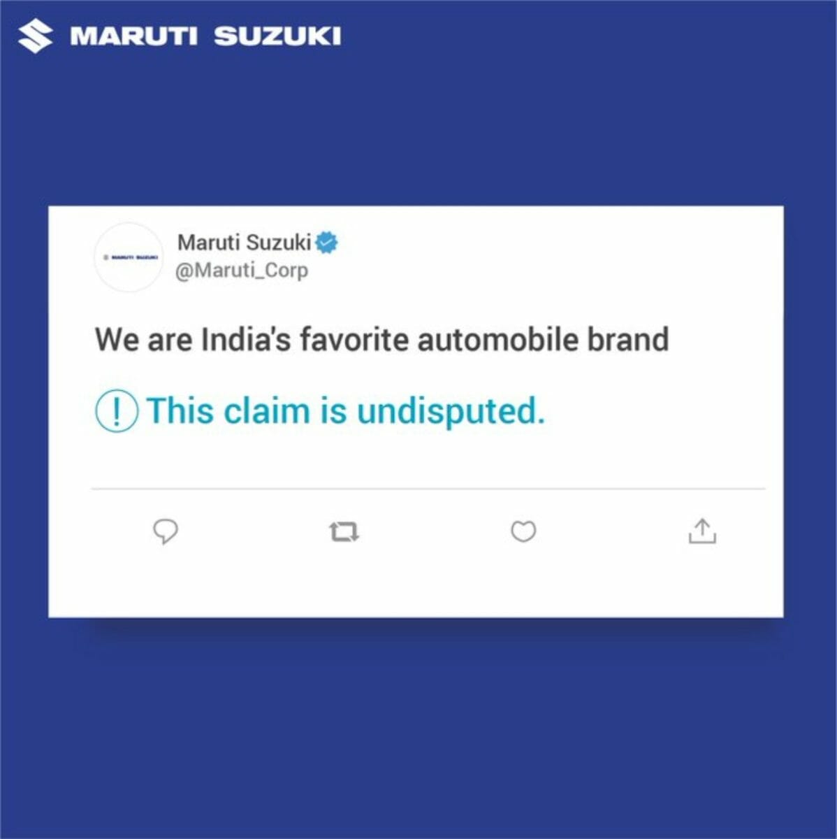 Maruti suzuki undisputed tweet