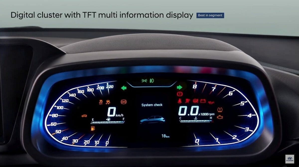 all new hyundai i20 tft instrument cluster